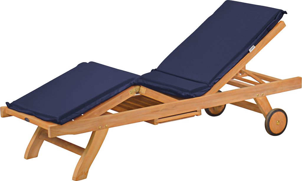 Liegenauflage Auflage Gartenliege blau, Polsterauflage Sonnenliege 3x geknickt waschbares und UV-beständiges Gartenpolster