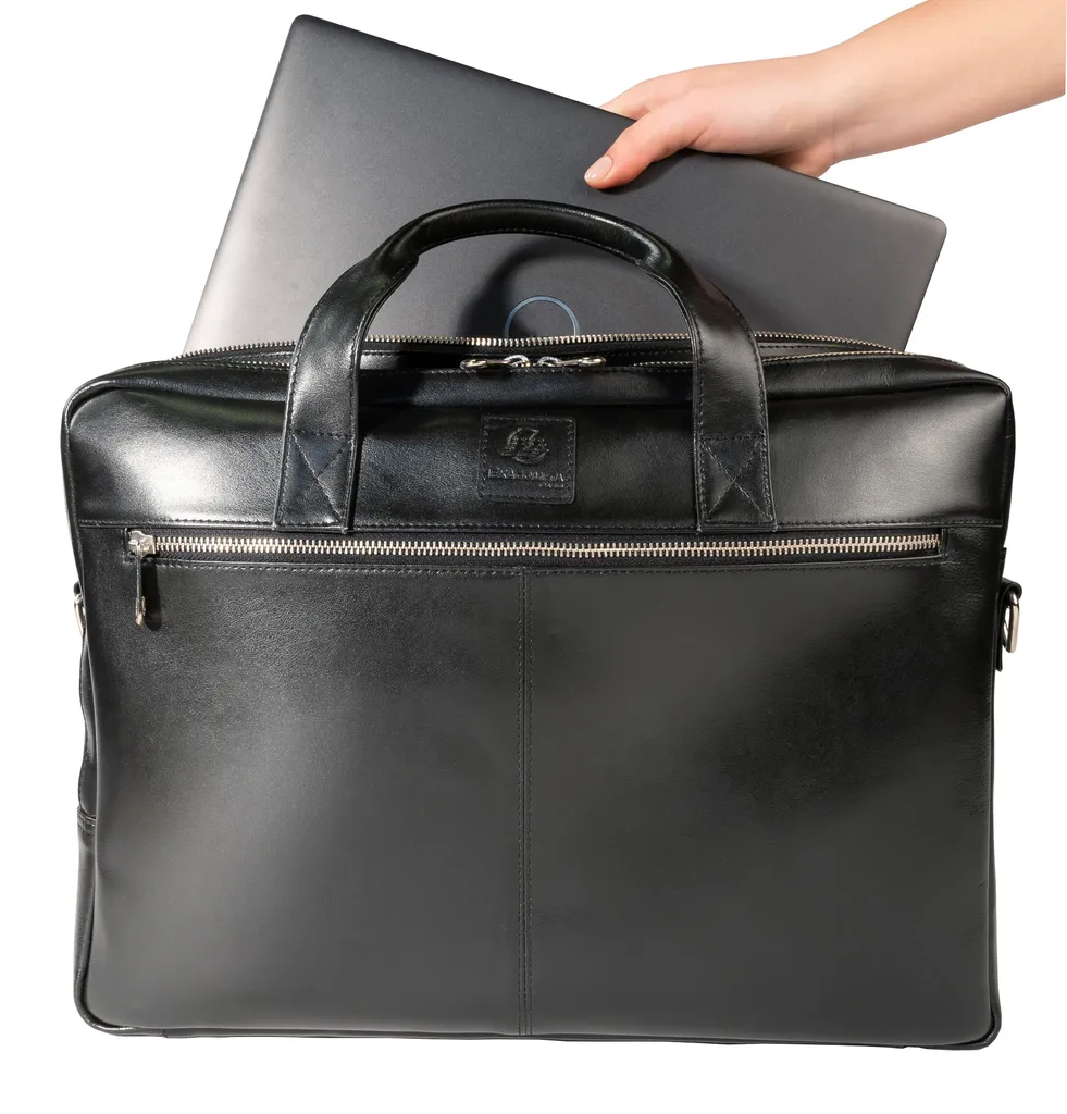 Sacoche ordinateur double compartiment Exacompta Exactive en cuir noir