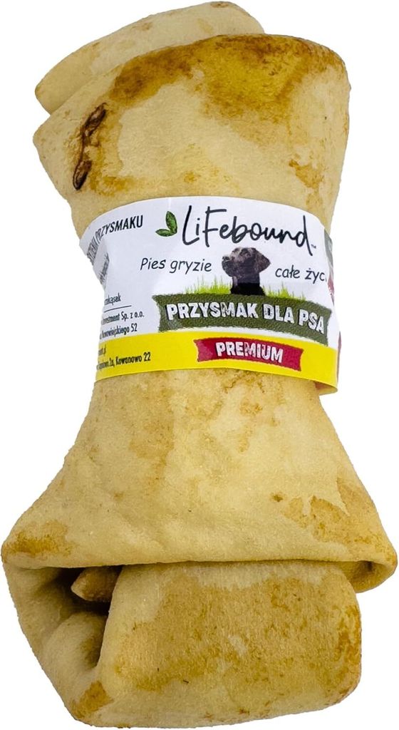 IMKERSHOP Kauartikel für Hunde – Hundesnack – In Form eines Knochens – Sicher – Kalbsleder, Geschmack Käse, Größe 10/12 cm