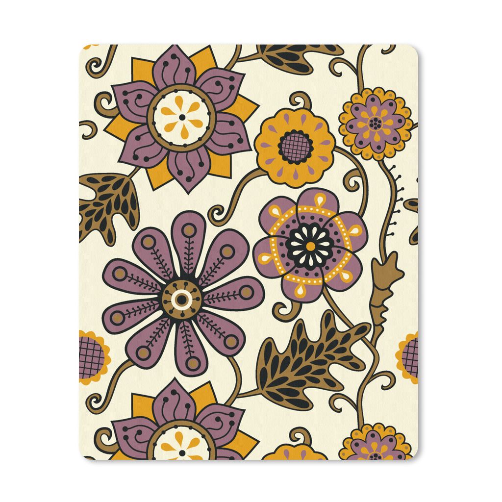 MuchoWow Mauspad Mousepad Blumen - Bohème - Vintage - Cartoon 19x23 cm - Mousepads - Maus Mat - Pad - Mausunterlage - Mauspads - Spielen