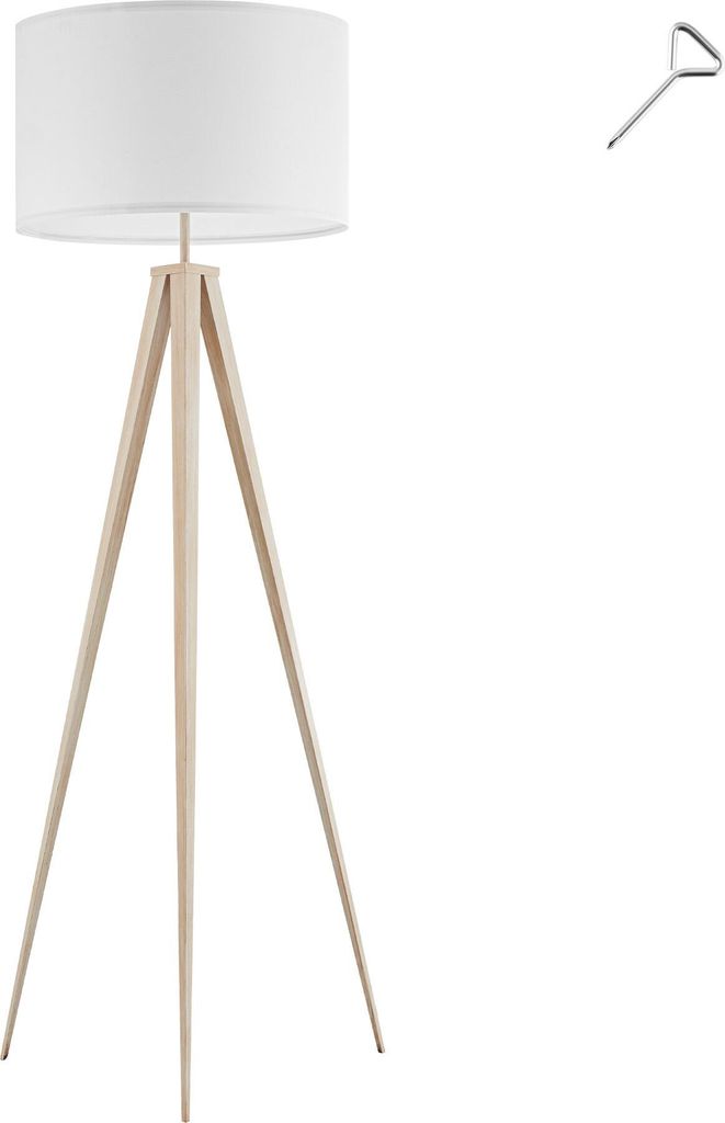 Lampadaire Lunaris, abat-jour en tissu, trépied - marron Image du produit 