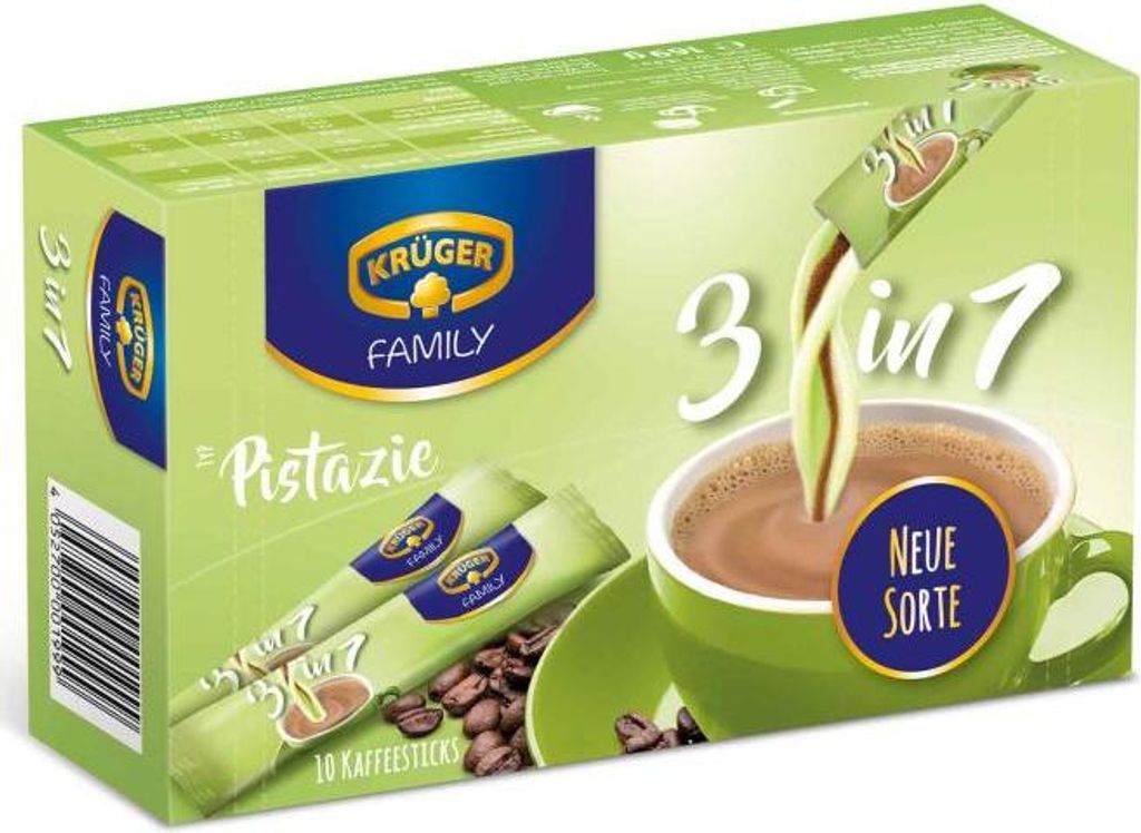 Krüger Family 3 in 1 Typ Pistazie Getränkepulver 10x16,9g Produktbild 