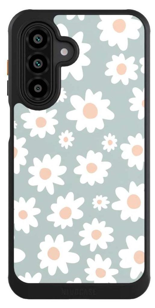 NIVOCASE Hülle für Samsung Galaxy A17 5G Handyhülle NIVOcore Case Schwarz Blumen Gänseblume Muster