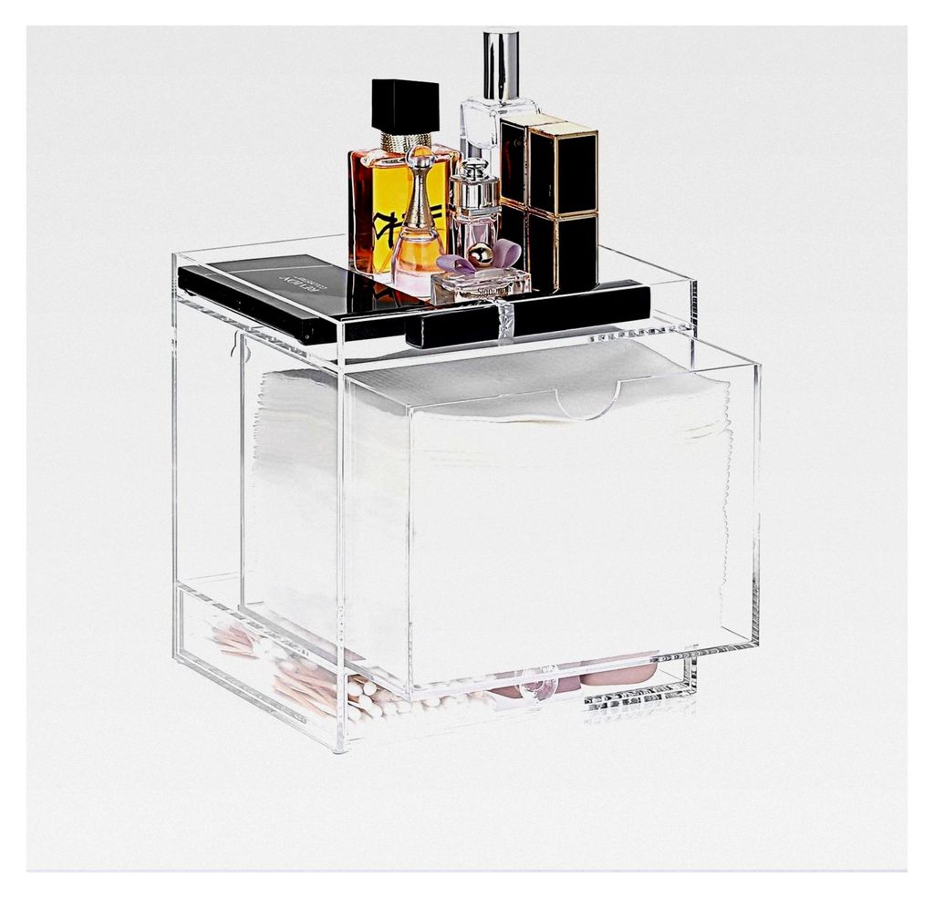 Acryl-Einweg-Gesichtshandtuch-Aufbewahrungsbox mit Schublade und oberer Ablage, transparenter Gesichtshandtuchbehälter für Tisch- und Wandmontage