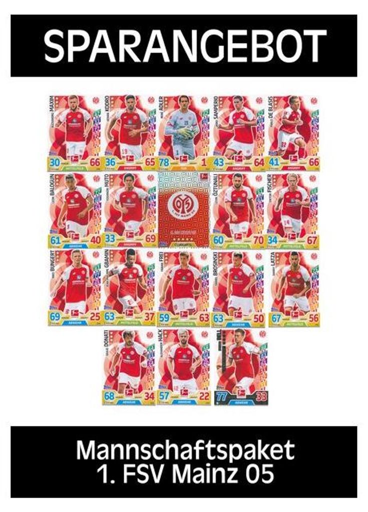 Topps Match Attax - 2017/18 - Mannschaftspaket - 1. FSV Mainz 05