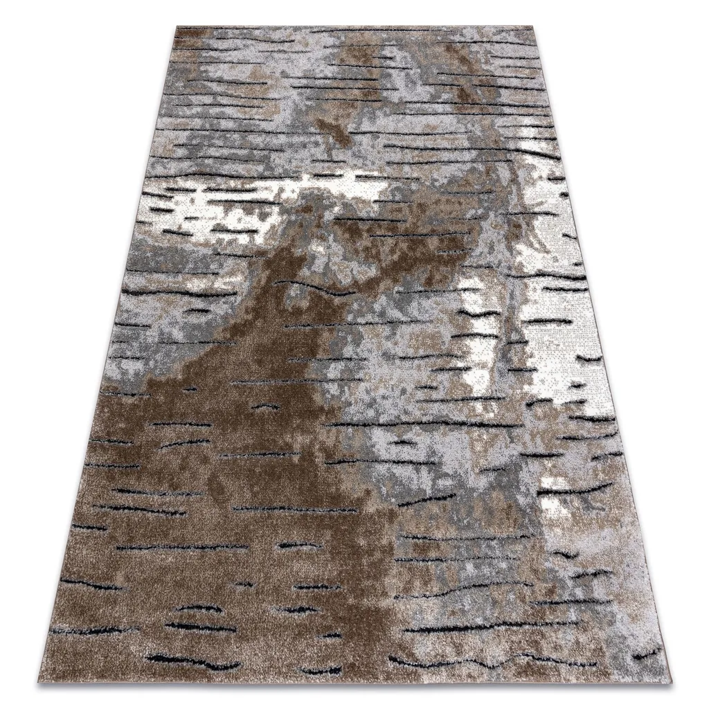 Tapis structuré marron COZY 8876 Rio - Double épaisseur molleton 80x150