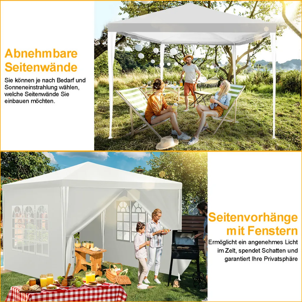 Gazebo 3x3 Bianco Hengda Impermeabile - Ideale per Fiere e Mercati - 5