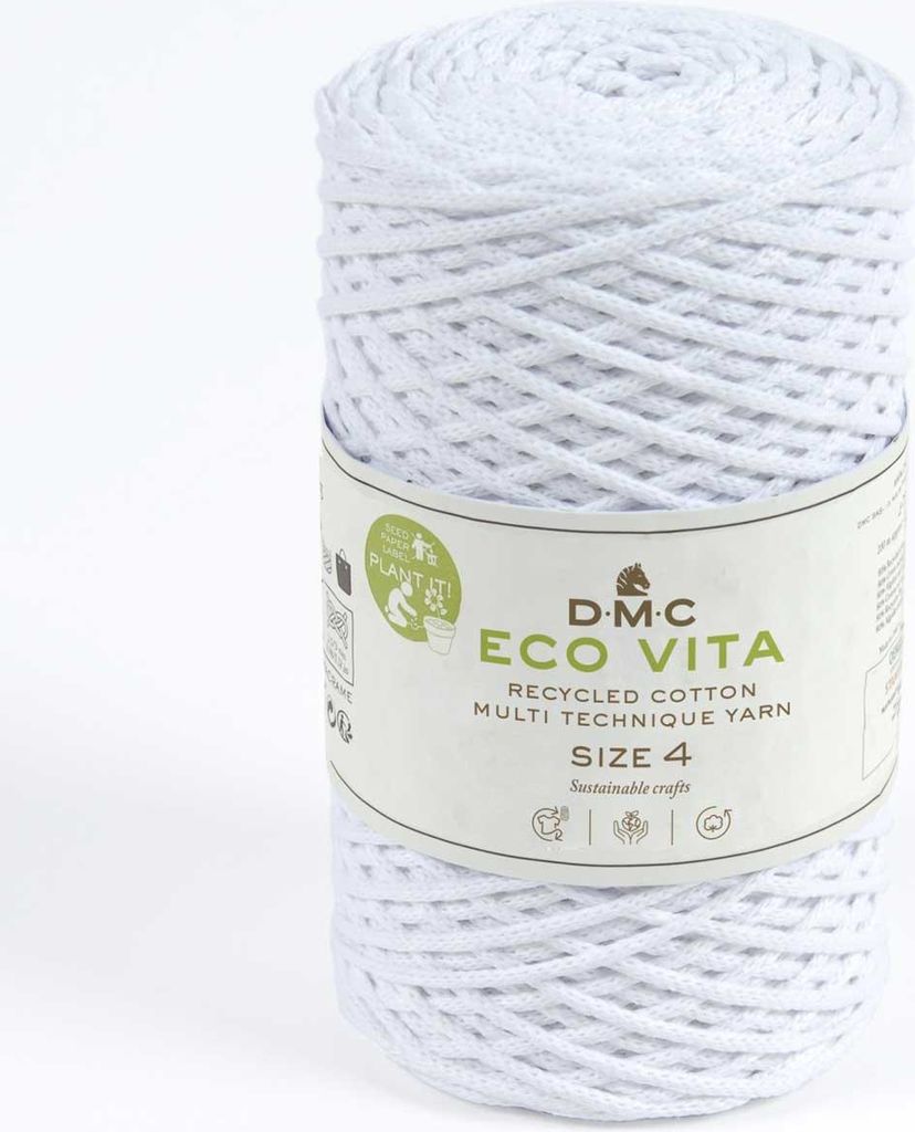 DMC Eco Vita-4 – Baumwollgarn (4 mm) aus 80 % recycelter Baumwolle & 20 % Polyester (Color 100)