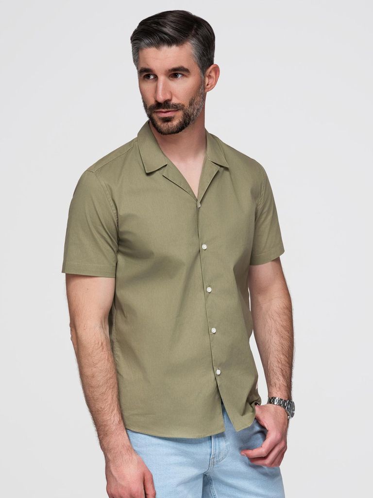 Ombre Clothing Kurzarmhemd für Männer Nisedes khaki S