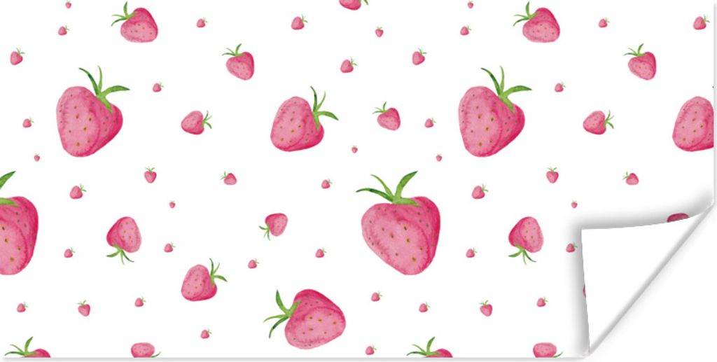 MuchoWow Poster Erdbeere - Obst - Aquarell 120x60 cm - Bild