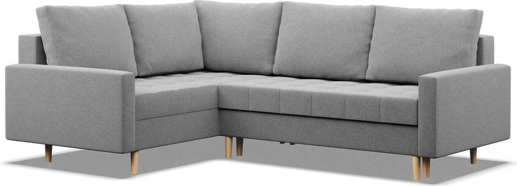 Ecksofa mit Schlaffunktion Elma Links, Ottomane, Wendekissen, Grau 223x172cm