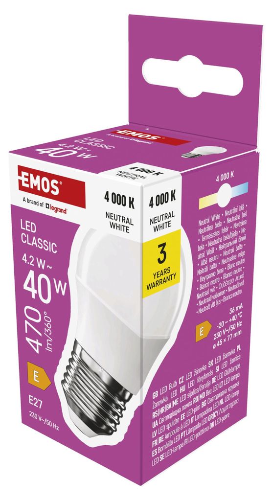 EMOS LED žiarovka Mini Globe, 4,2 W náhrada za 40 W, malá Obrázok produktu 