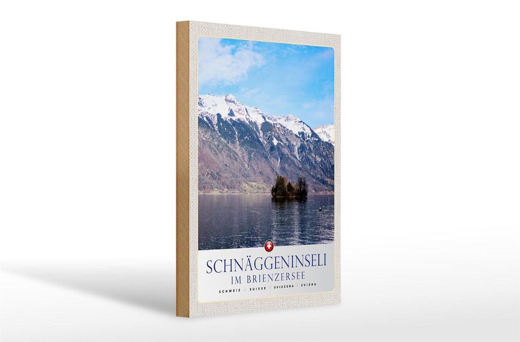 Holzschild Reise 20x30cm Schnäggeninsel in Brienzeresee Schweiz