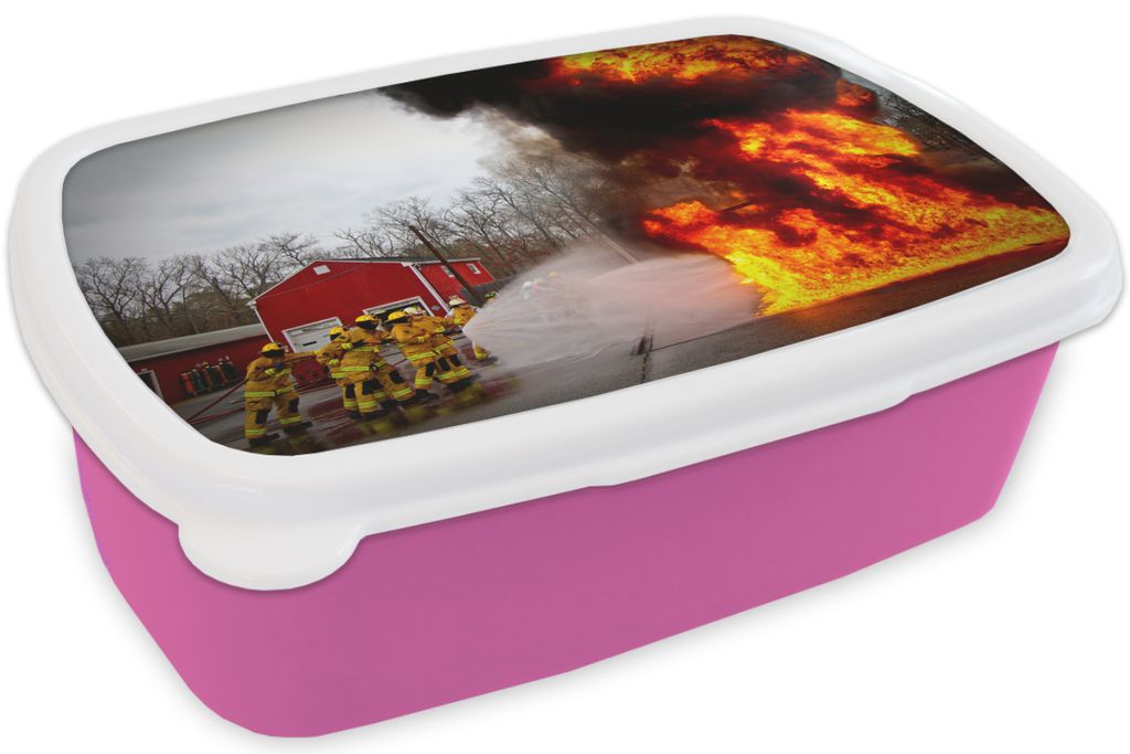 KitchenYeah Lunchbox Brotzeit Brotdose 17x11 cm Amerika - Feuer - Feuerwehrleute Kinder Brotzeitdose - Lunchpaket - Brotkasten - Sandwich Box