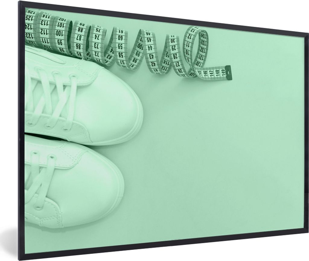 MuchoWow MuchoWow Gerahmtes Poster Mintgrüne Schuhe 60x40 cm - Poster mit zchwarzem Bilderrahmen - Printing - Wanddeko Schlafzimmer