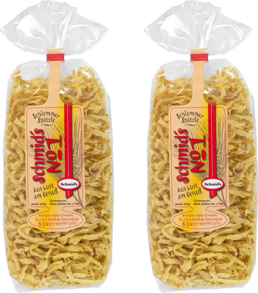 Schmid’s No.1 Schlemmer-Spätzle 2×500 g – Schwäbische Art | Optik handgeschabt