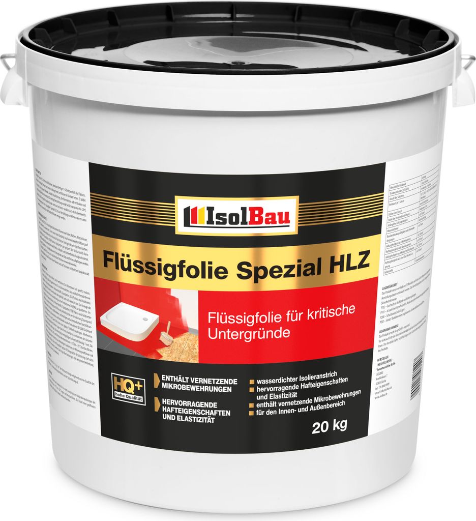 Flüssigfolie HLZ 20kg - Dichtfolie für kritische Untergründe - Wasserdichte Abdichtung für innen & Außenbereich - für Wand & Boden - Balkonab...
