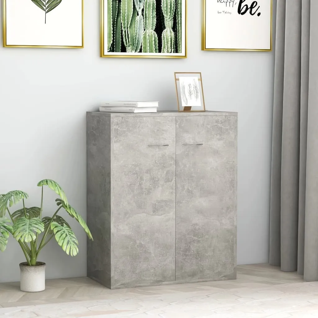 Commode de rangement gris béton 60x30x75 cm - Meuble Sideboard 800733