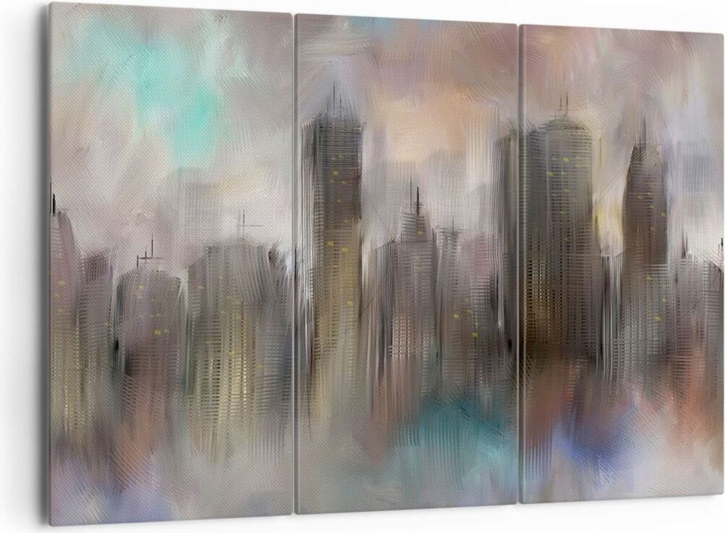 Bild auf Leinwand - Leinwandbild - Stadt Abstraktion - 165x110cm - Wand Bild - Wanddeko - Leinwanddruck - Bilder - Kunstdruck - Wanddekoration - Le...