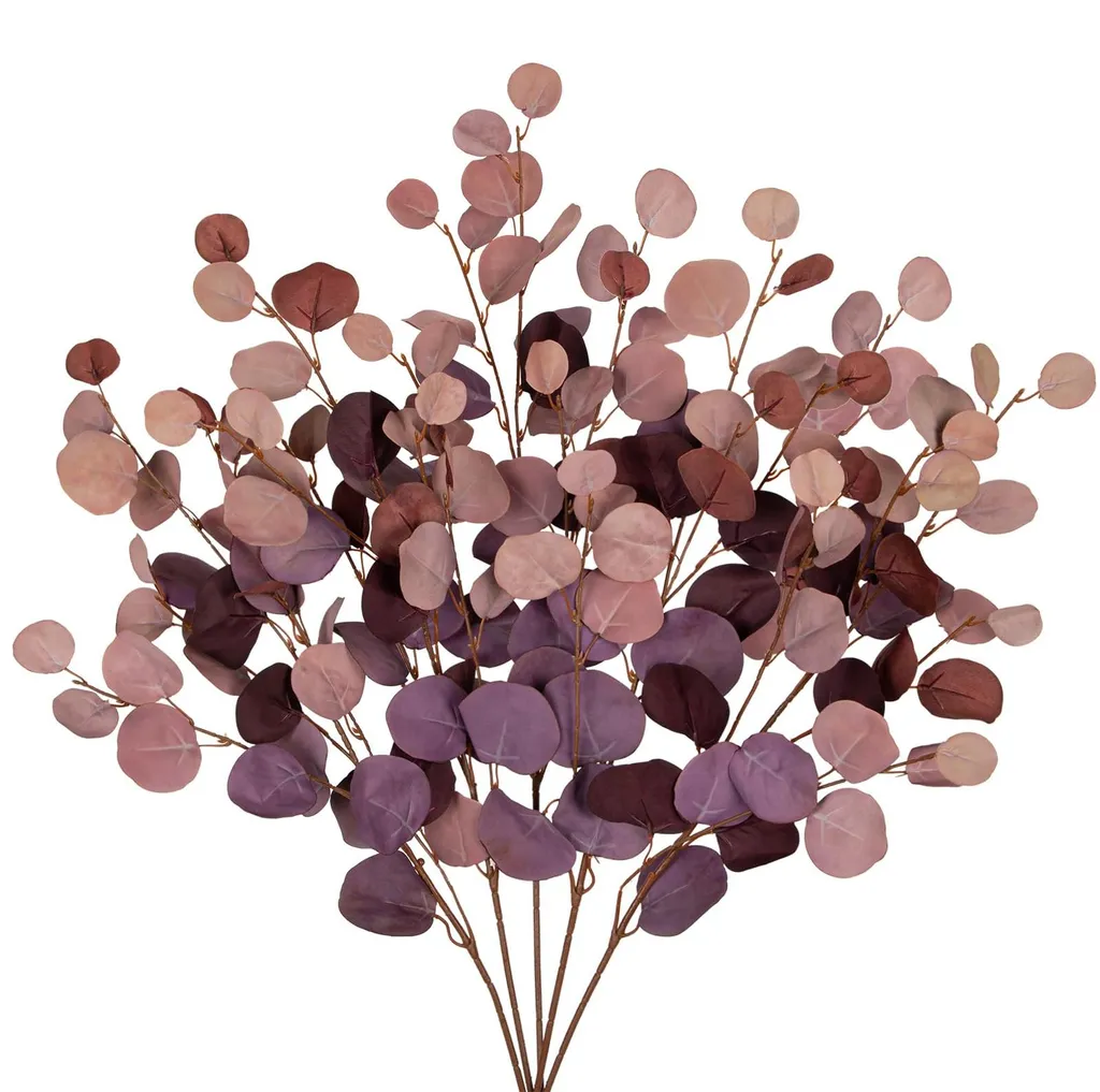 Branches d'eucalyptus artificielles brunes 48 cm - Lot de 10 tiges déco