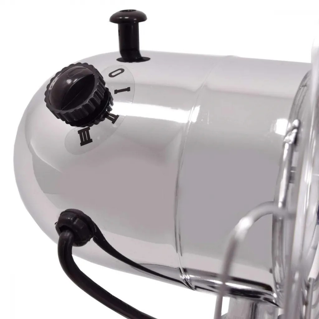 Ventilateur de table vintage en métal chromé avec mode oscillation 40W