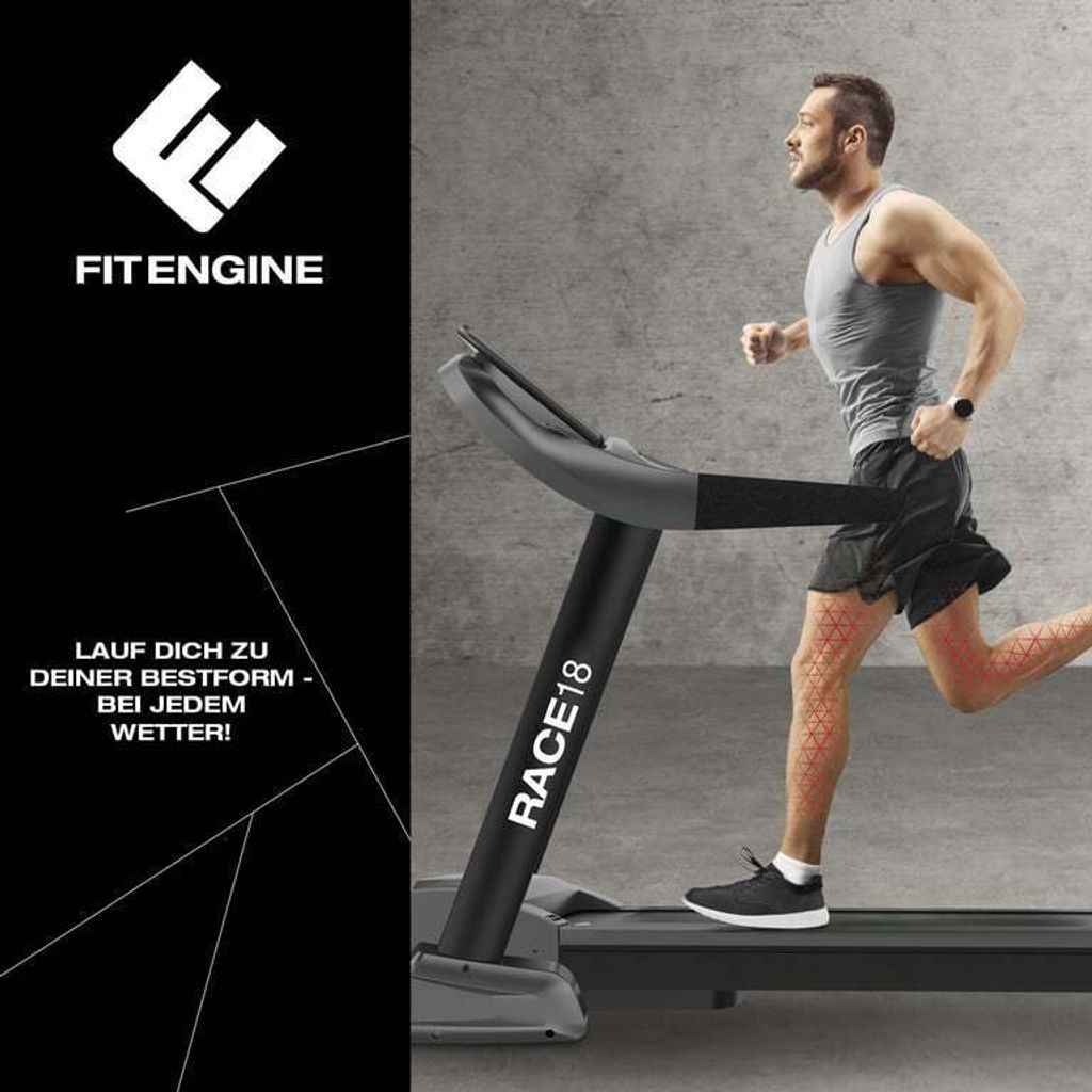 FitEngine Laufband RACE18 Profi extra leise 8 Zonen Produktbild 7