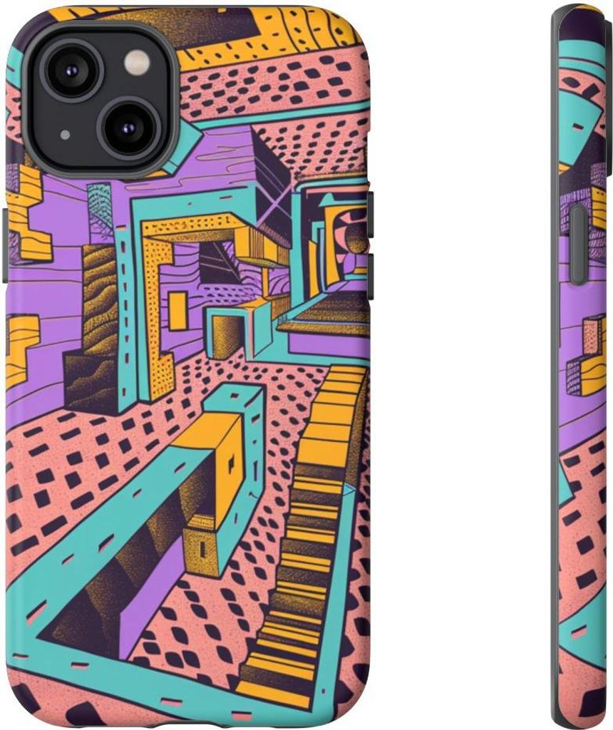 Geometrisches Muster mit Tunnelperspektive – Hülle Kompatibel mit iPhone 14 Plus