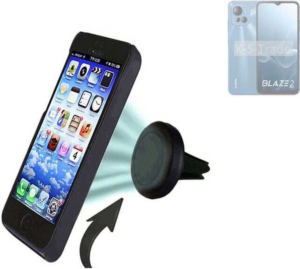 K-S-Trade Kompatibel mit Lava Blaze 2 Pro Auto Handy Halterung KFZ Halter Lüftungsgitterhalterung Air Vent mount Smartphone Halter