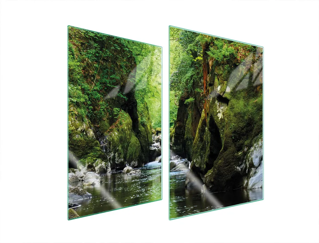 Copri Piano Cottura 35x52 Ceramica Vetro Temperato Foresta - Design 2pz
