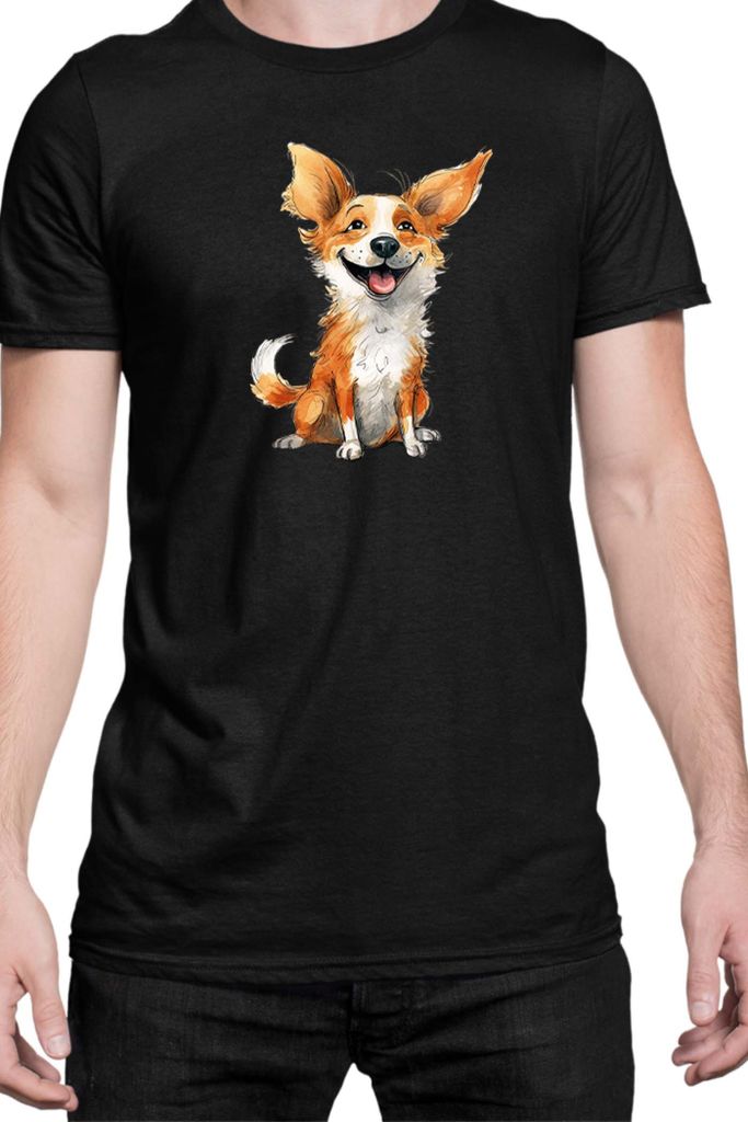 Herren T-Shirt Funny Dogs Breeds Corgi Dog Breed, Man 4XL / Schwarz