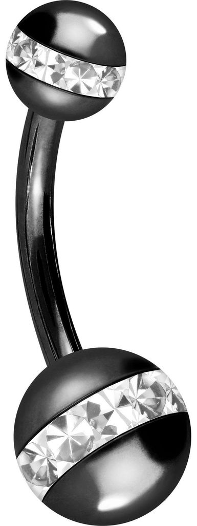 Bauchnabelpiercing Chirurgenstahl Mini Bananabell EPOXY-RING-KUGELN Schwarz Stablänge: 10mm