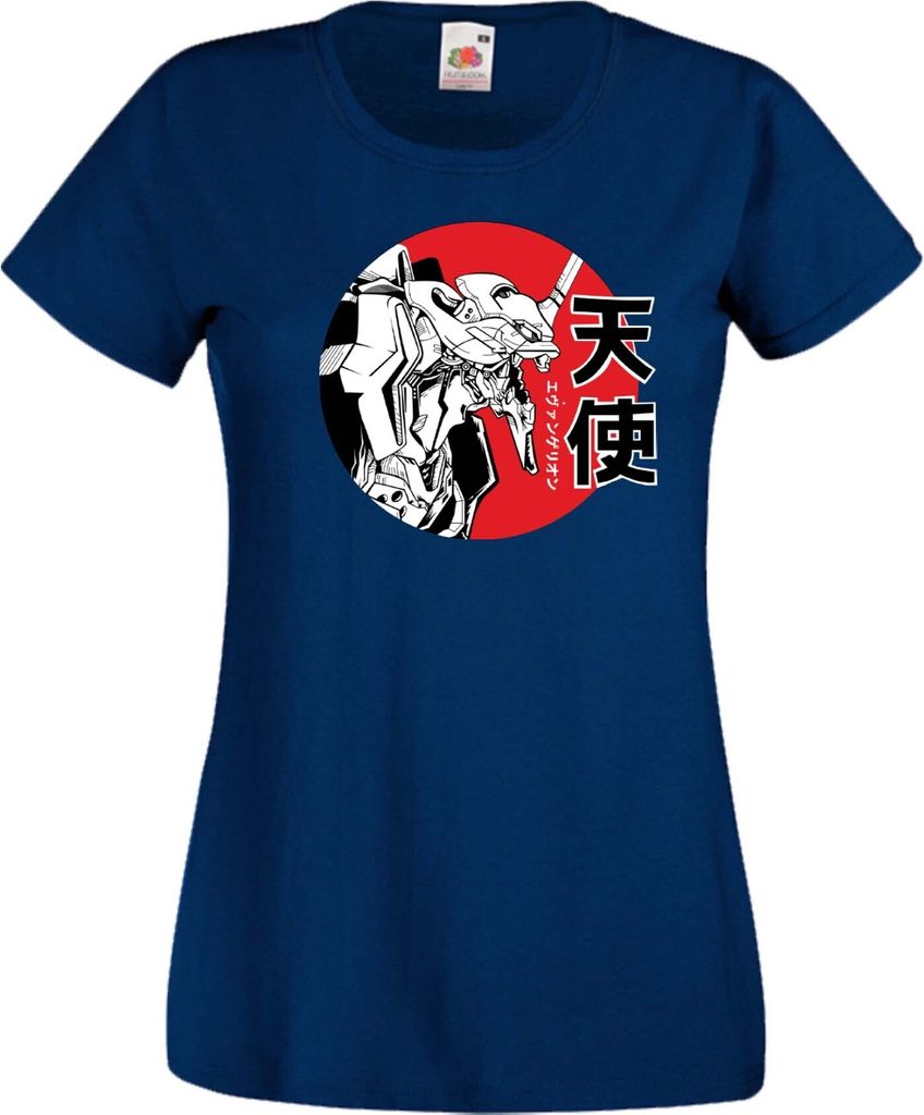 Damen T-Shirt Neon Anime Genesis Manga Evangelion Eva 01 Custom Var-040 Neon Anime Genesis Custom, Lady M / Dunkelblau