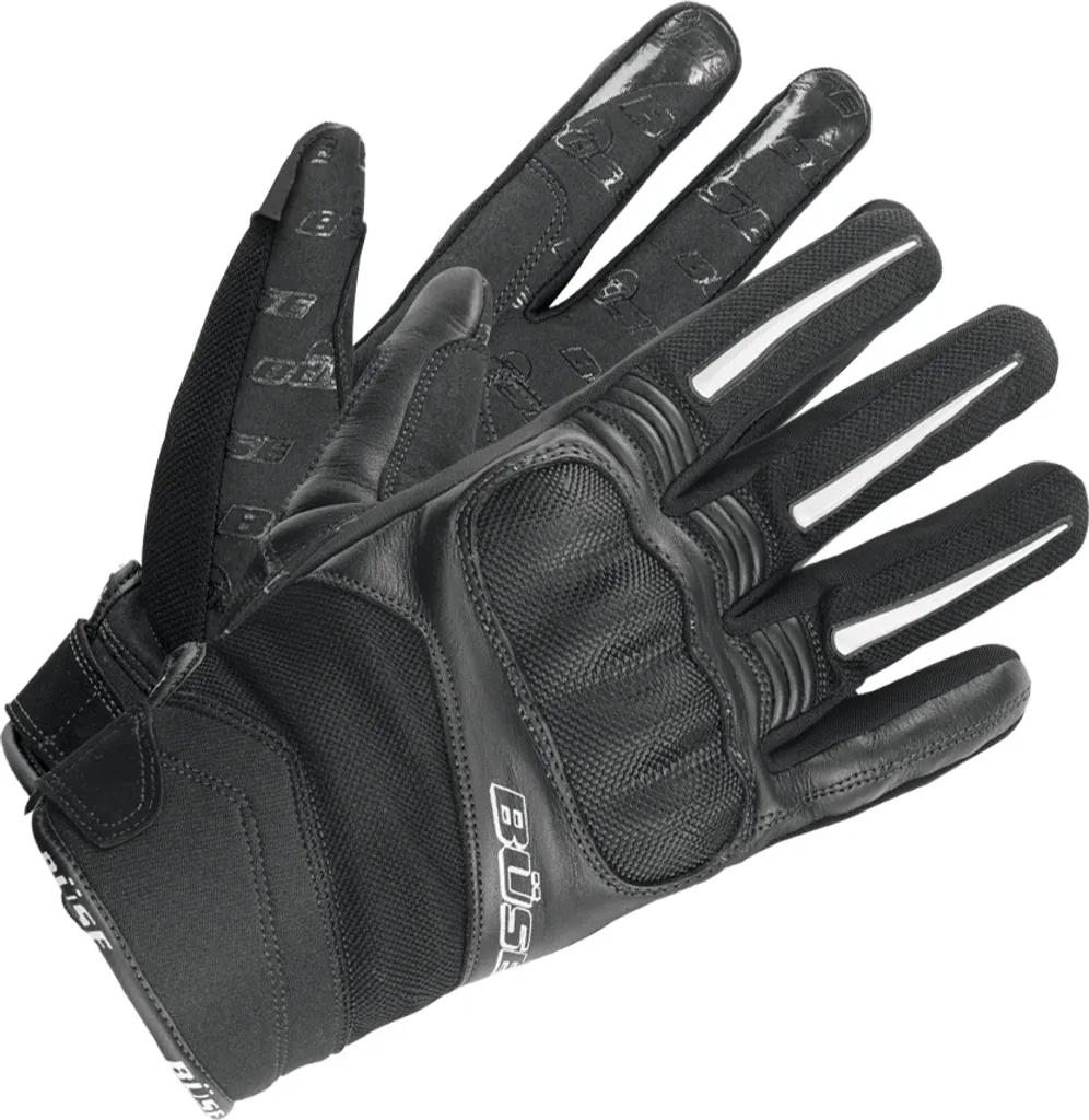 Gants moto Büse Open Road Evo noir robustes avec grip T10