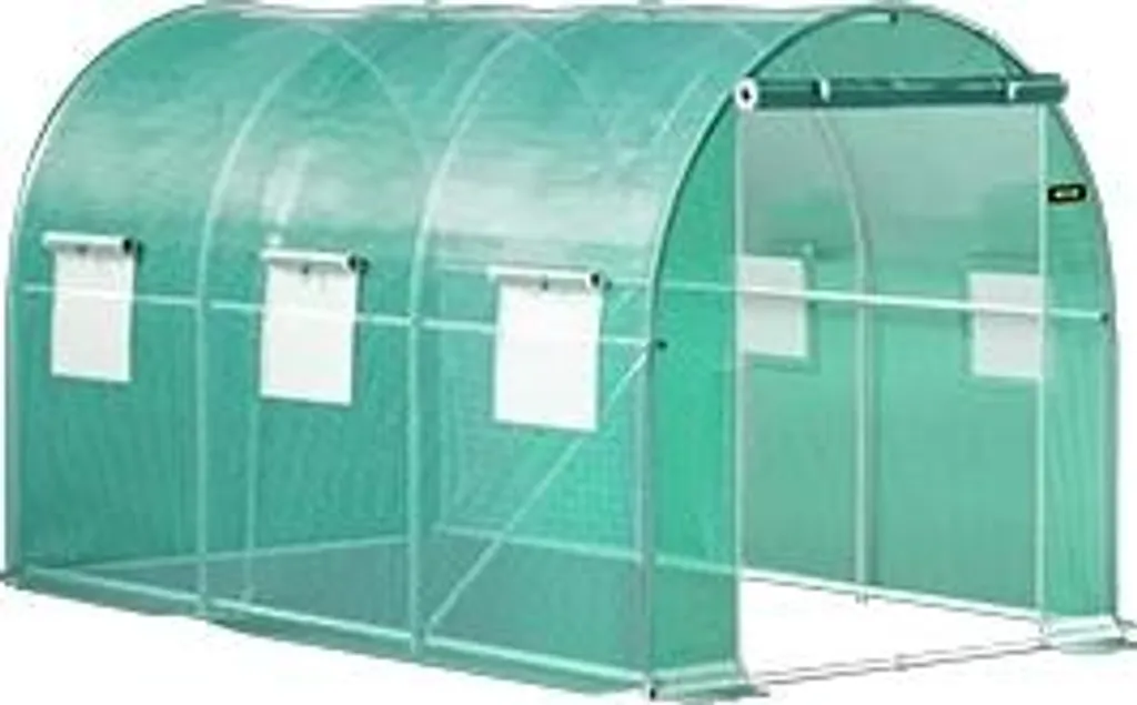 Serre tunnel de jardin 12x7x7ft en acier galvanisé et bâche PE 140g/m²