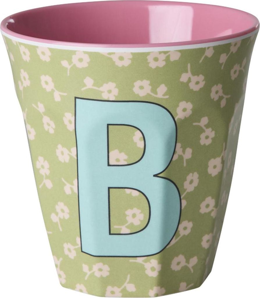 Rice Melamin Becher Medium Buchstaben Blumen B