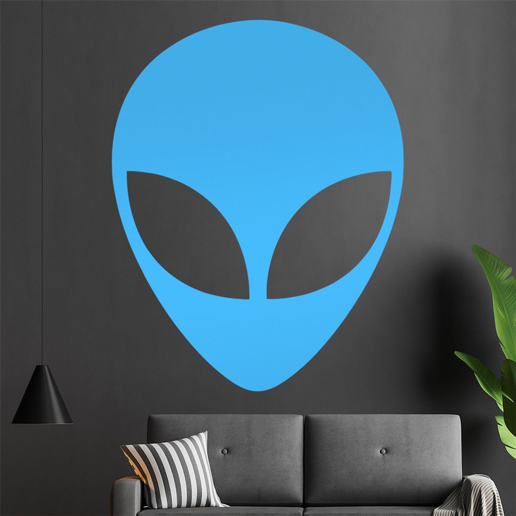 Alien Gesicht Wandtattoo in 6 Größen - Wandaufkleber Wall Sticker - Dekoration, Küche, Wohnzimmer, Schlafzimmer, Badezimmer