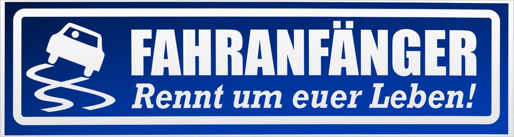 Kiwistar Fahranfänger rennt Leben V2 invertiert Magnetschild Schild magnetisch - 30cm Blau - reflektierend - Magnetfolie für Auto PKW Kfz