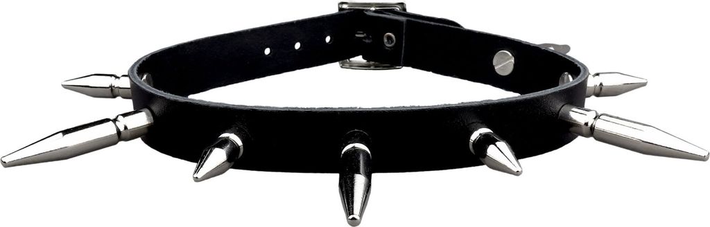Lederhalsband mit Killernieten Mix 1-reihig - Choker - Gothic Punk Halsband aus Leder schwarz