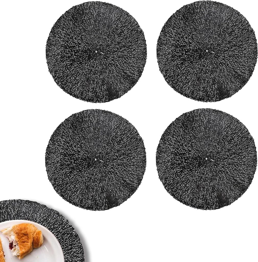 Runde Platzsets Set von 4 - Wärmeisolierung - Hohl-PVC - Schwarz