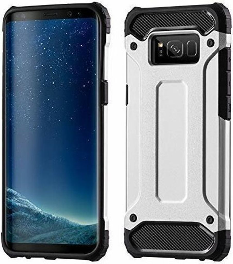 cofi1453 Schutzhülle Bumper Hybrid Armor SchutzHülle für Samsung Galaxy A40 (A405F) Silikon Hülle Zubehör Tasche Schutzschale Schutz in Silber