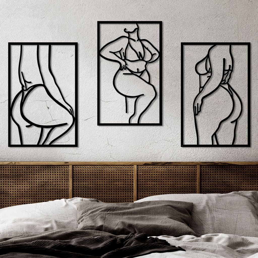 Wallity, Body Positive Line, Dekoratives Wandaccessoire aus Metall, 100 % METALL, Schwarz, 47 x 70 cm