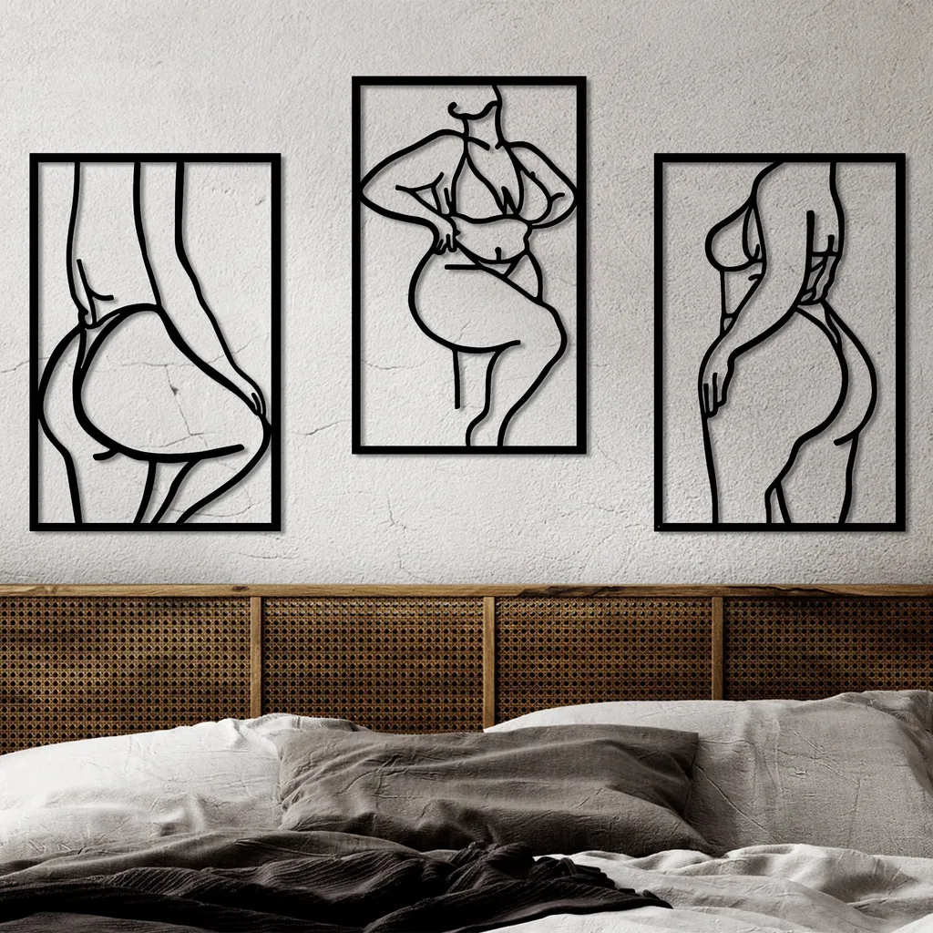 Accessoire Mural Métal Noir Épais Wallity Silhouette Body Positive