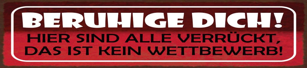 vianmo Holzschild 10x46 cm Beruhige dich. Hier sind alle verrückt