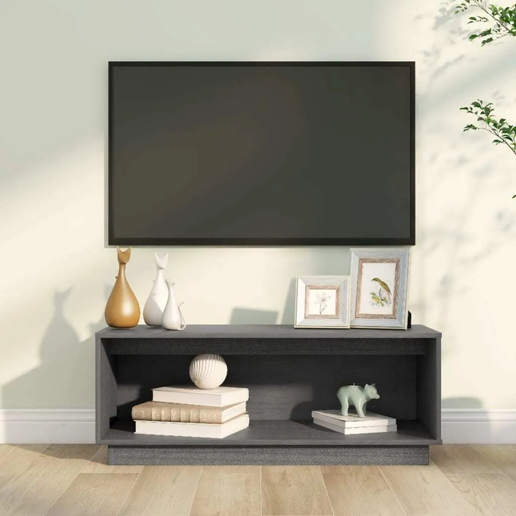 Mobile TV Maison Exclusive Grigio 90x35x35 Legno Pino Massiccio