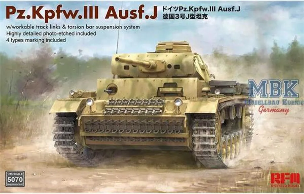 Pz. Kpfw. III Ausf. J RFM5070 avec Chenilles Fonctionnelles et Détails Photo