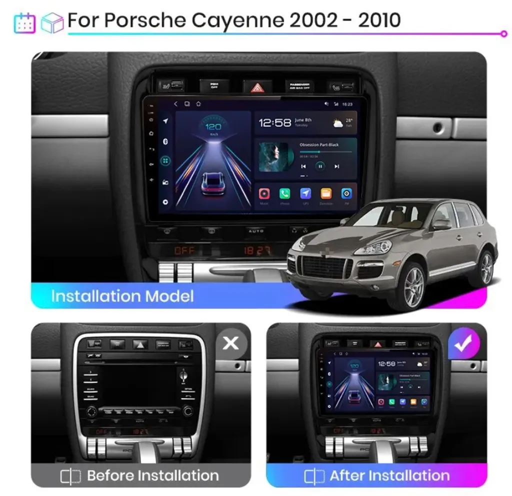Station Multimédia Android GPS et CarPlay pour Porsche Cayenne 1 9PA