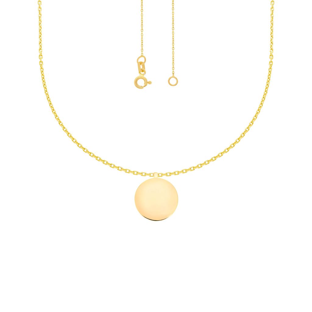 585er Gold Collierkette mit Gravurplatte Rund Platte Gold Produktbild 