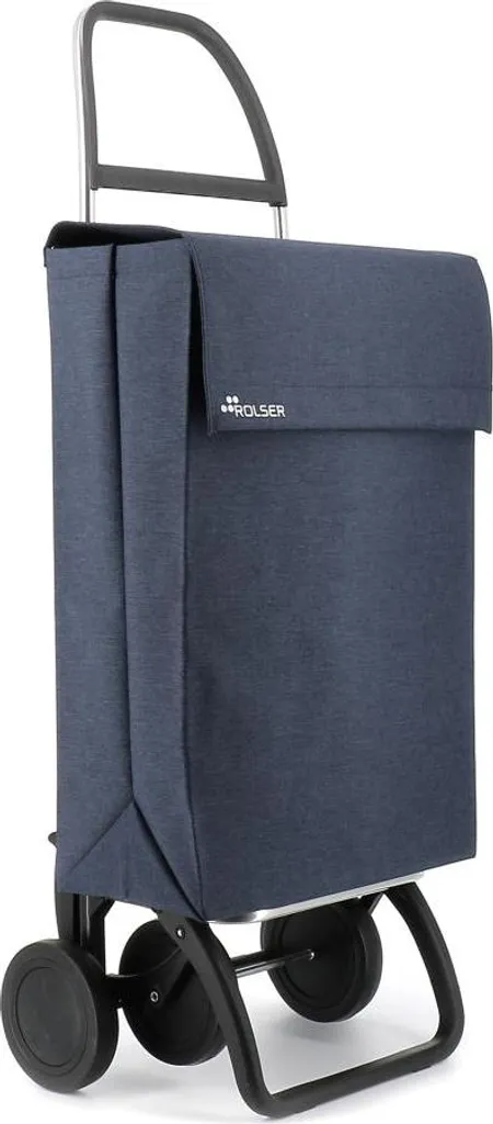 Chariot de courses Jean Tweed 4 Navy pliable et robuste en tissu bleu