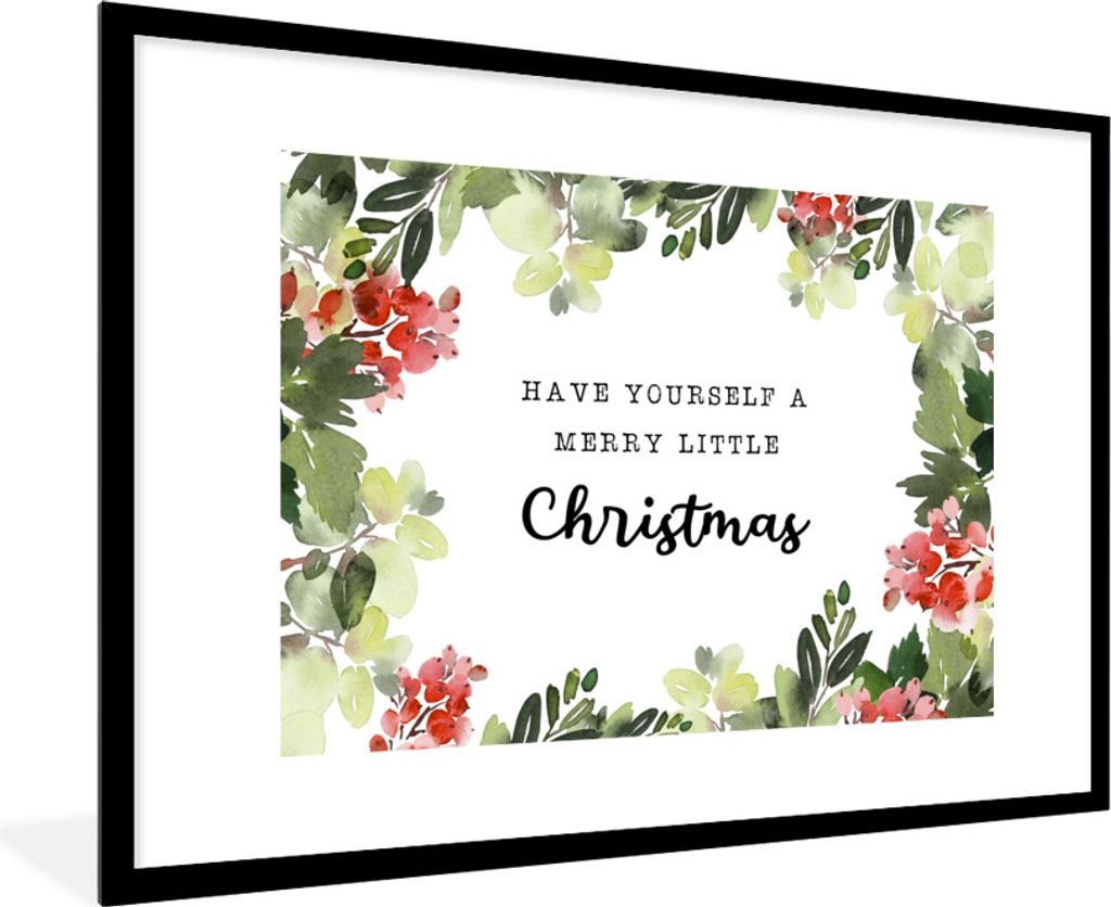 MuchoWow Gerahmtes Poster Weihnachten - Zitat - Pflanzen 90x60 cm - Poster mit Schwarzem Bilderrahmen Wandposter Rahmen Foto Bilder - Wanddekorat...