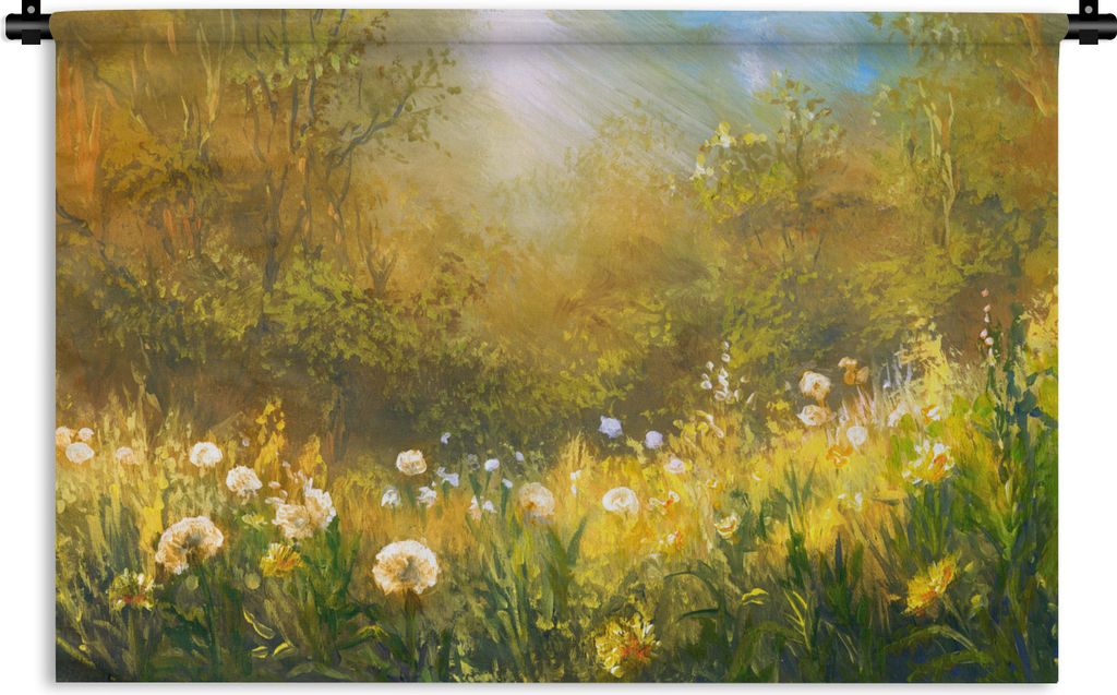 MuchoWow Wandteppich Wandbehang Blumen - Sommer - Aquarell 90x60 cm Tapisserie Dekoration Wandtuch - Wandskulpturen - Bildteppich